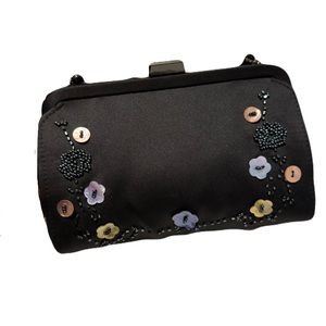 Hillard & Hanson Black Satin Clutch Purse
